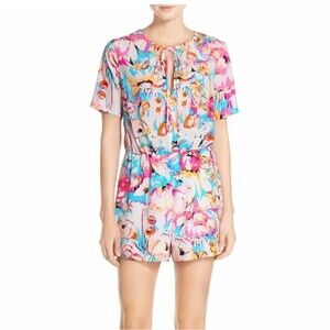 NWOT CHARLES HENRY JUMPSUIT ROMPER SHORT SLEEVE  FLORAL PRINT Size XL